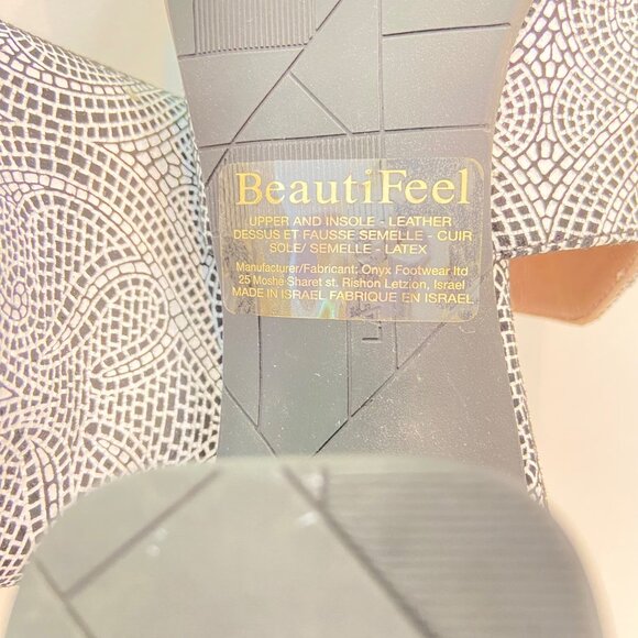 Beautifeel Black & White Open-Toe Block Heel Mules With Geometric Design size 37 - Picture 15 of 16